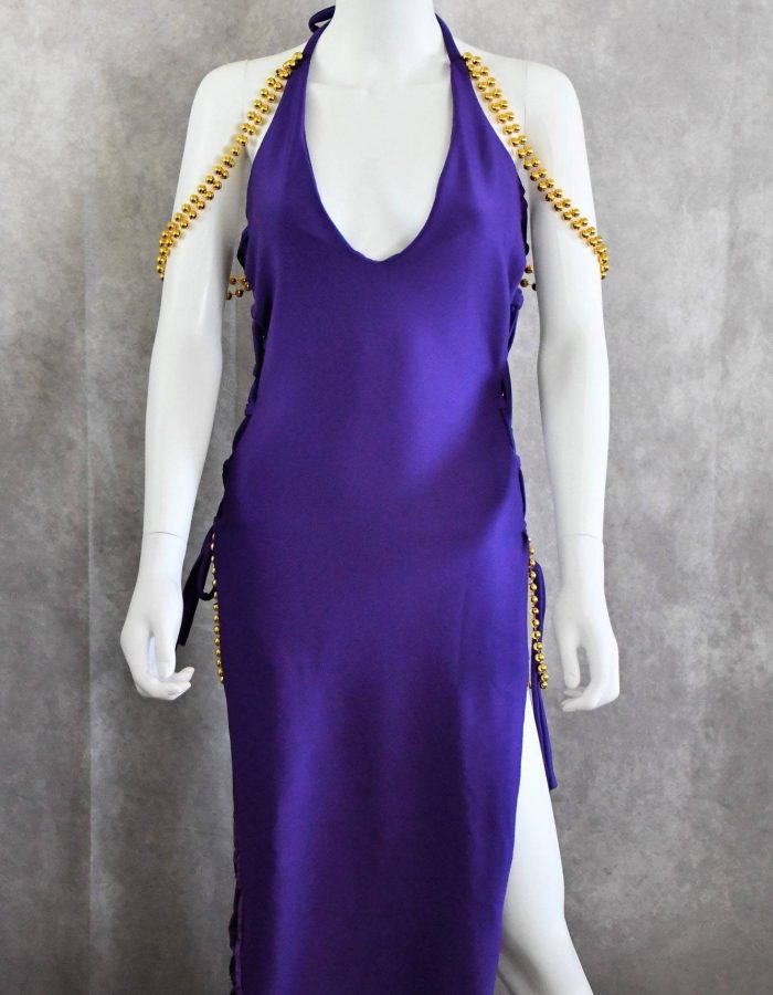 Anime One Piece Nami inspired purple cosplay dress.