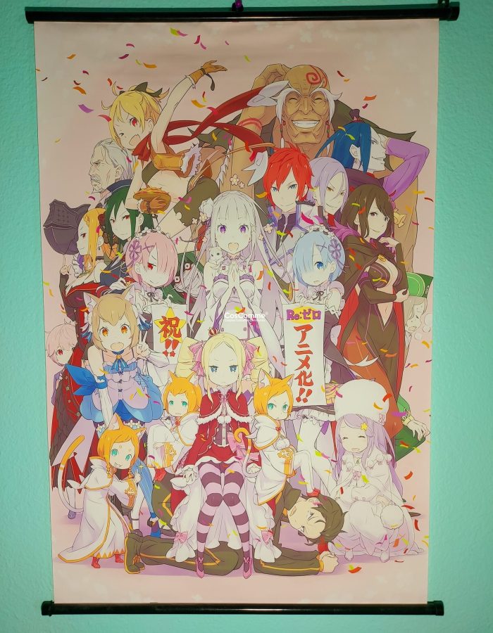 Anime Re:Zero Starting Life in Another World wall scroll fabric material poster. preowned