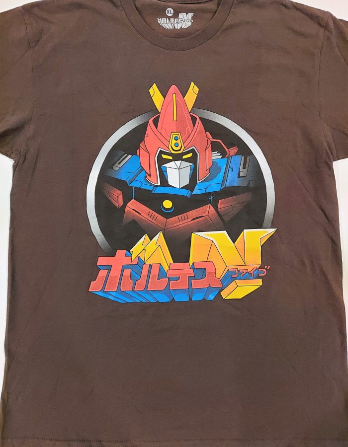 Super robot T shirt Voltes V brown